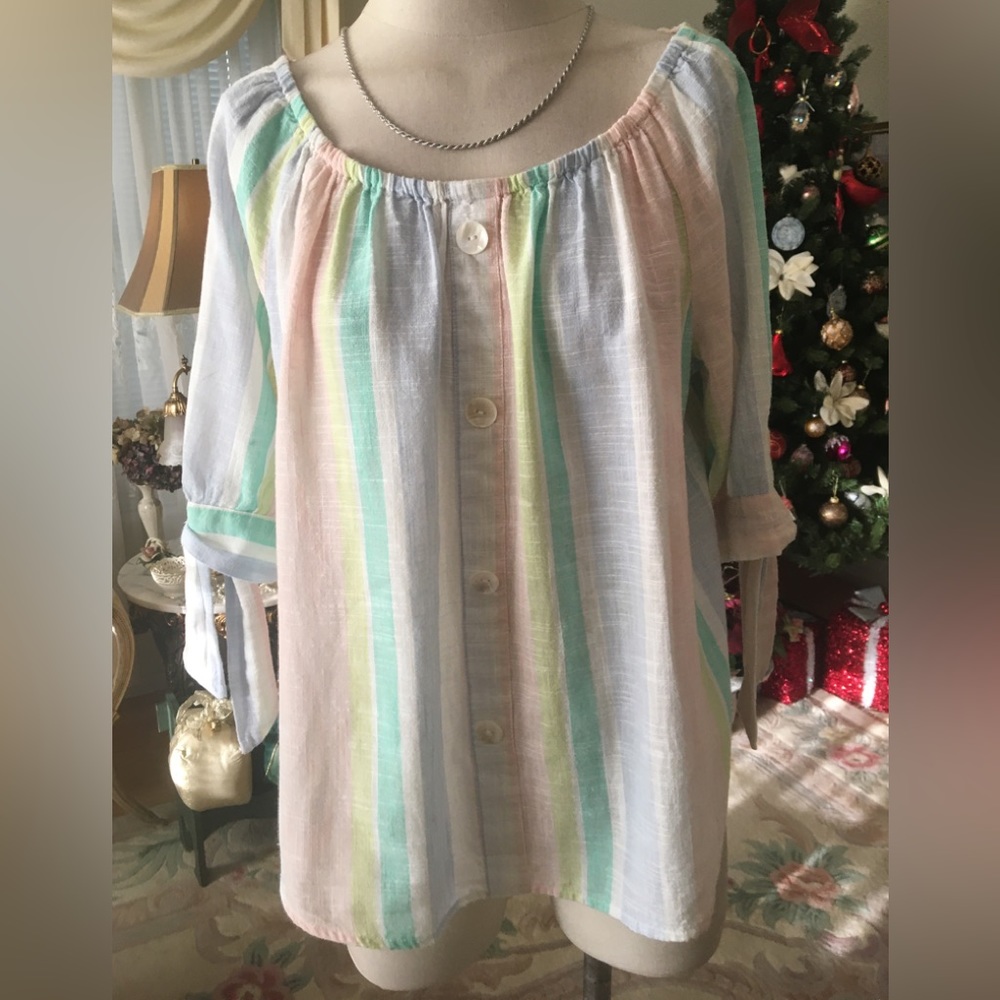 Unique Spectrum Multi Striped Elastized Neckline … - image 1